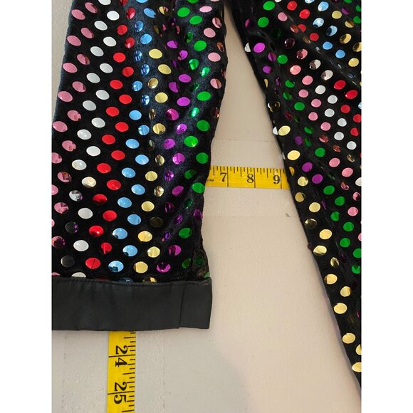 Elite USA Sequin Polka Dot Black Jacket Faux Leather Trim & Button Front Large - Picture 11 of 11